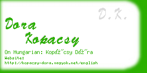 dora kopacsy business card